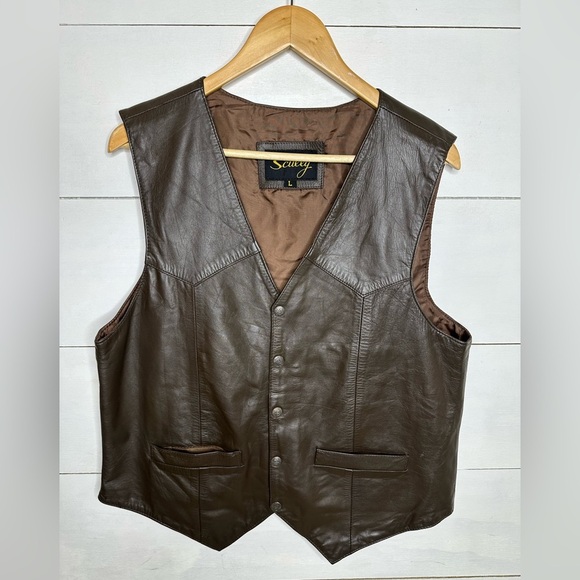 Scully Other - Scully Vintage Brown 100% Leather Vest Western Cowboy Country Men's - Size Large
